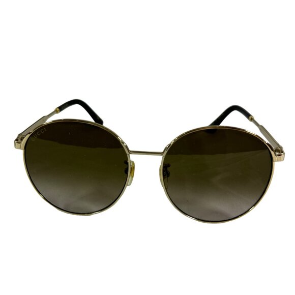 GUCCI Tortoise & Gold Metal GG0206SK 003 58 17-150 Women's Round Sunglasses - Picture 3 of 13
